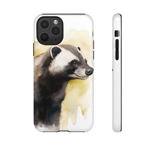 Badger on a Yellow Background - Impact Resistant Phone Case iPhone 11 Pro Glossy